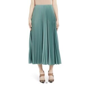 NWT Fendi Skirt Womens 8 Green Drop Waist Pleated Mohair & Wool Midi Pound $2200